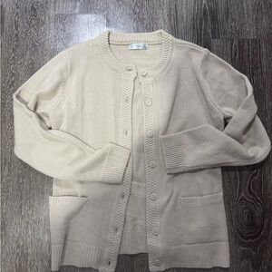 Classic Cream Cardigan Sweater